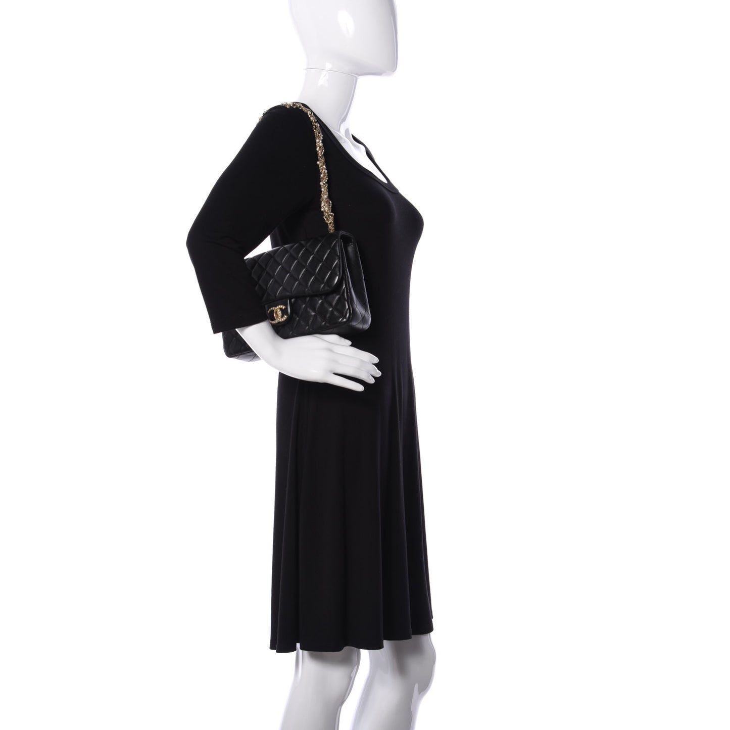 Lambskin Quilted Medium Westminster Pearl Flap Black