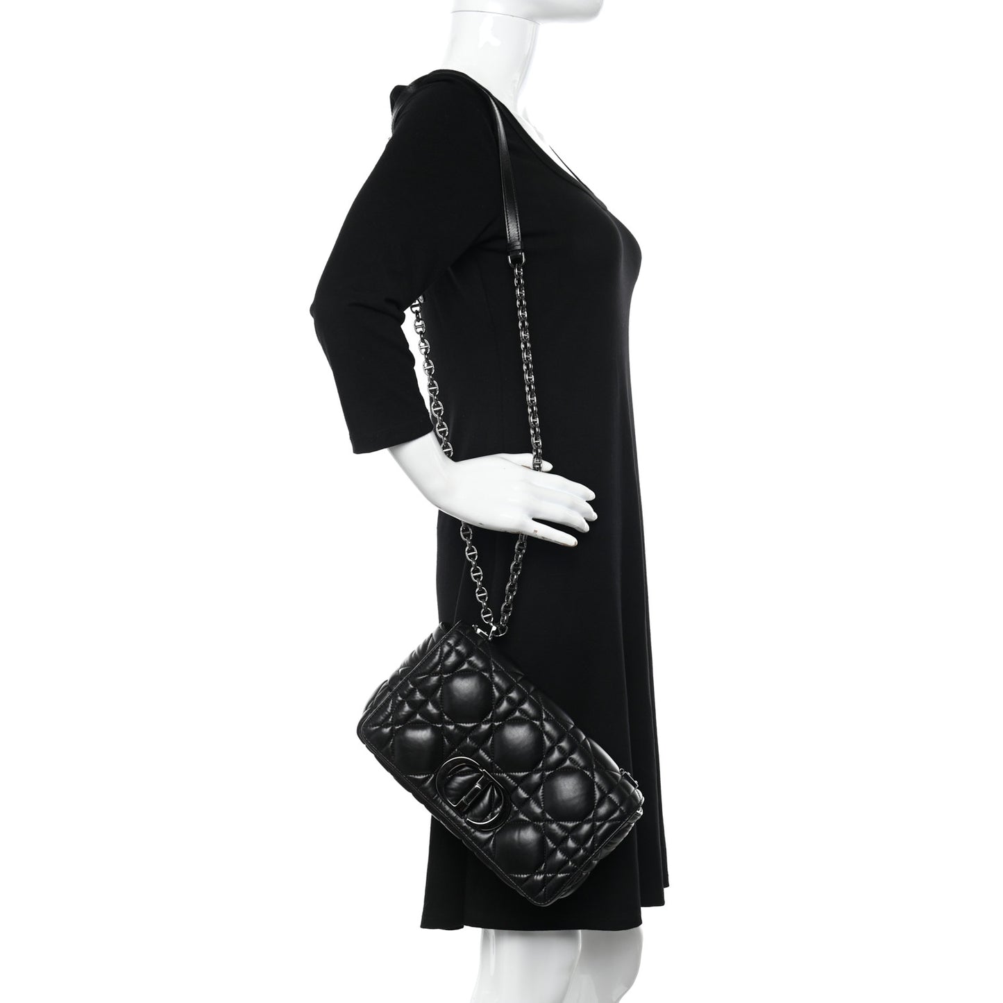 Calfskin Macrocannage Medium Caro Bag Black