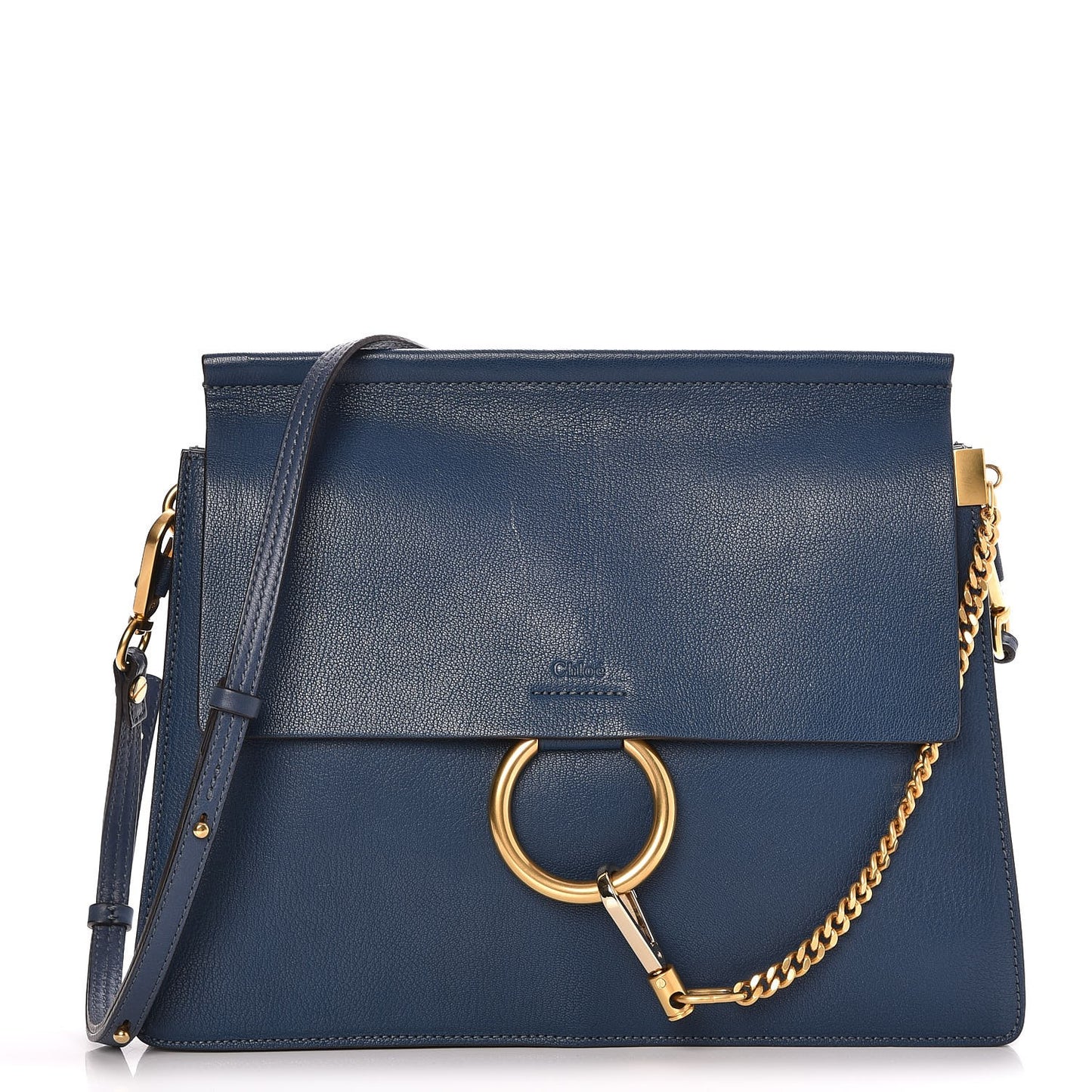 Calfskin Medium Faye Shoulder Bag Denim Blue