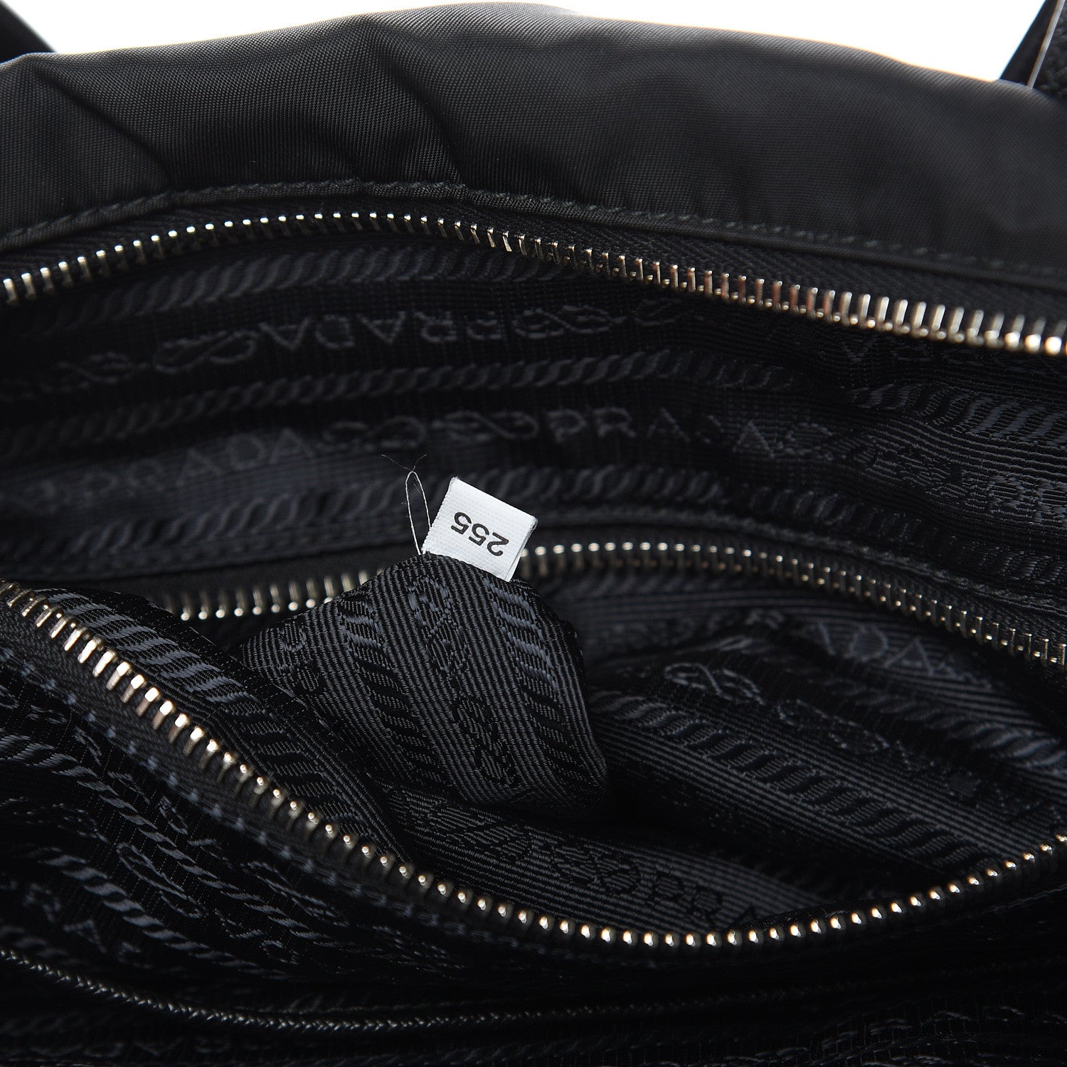 Prada Tessuto Nylon Saffiano Vela Shopping Tote Black 7 of 9