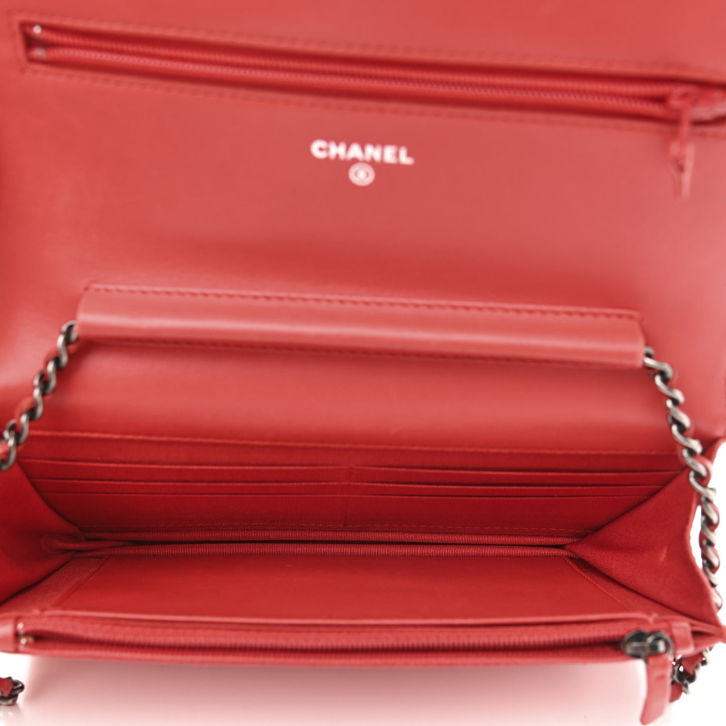 Lambskin Quilted Boy Wallet On Chain WOC Red