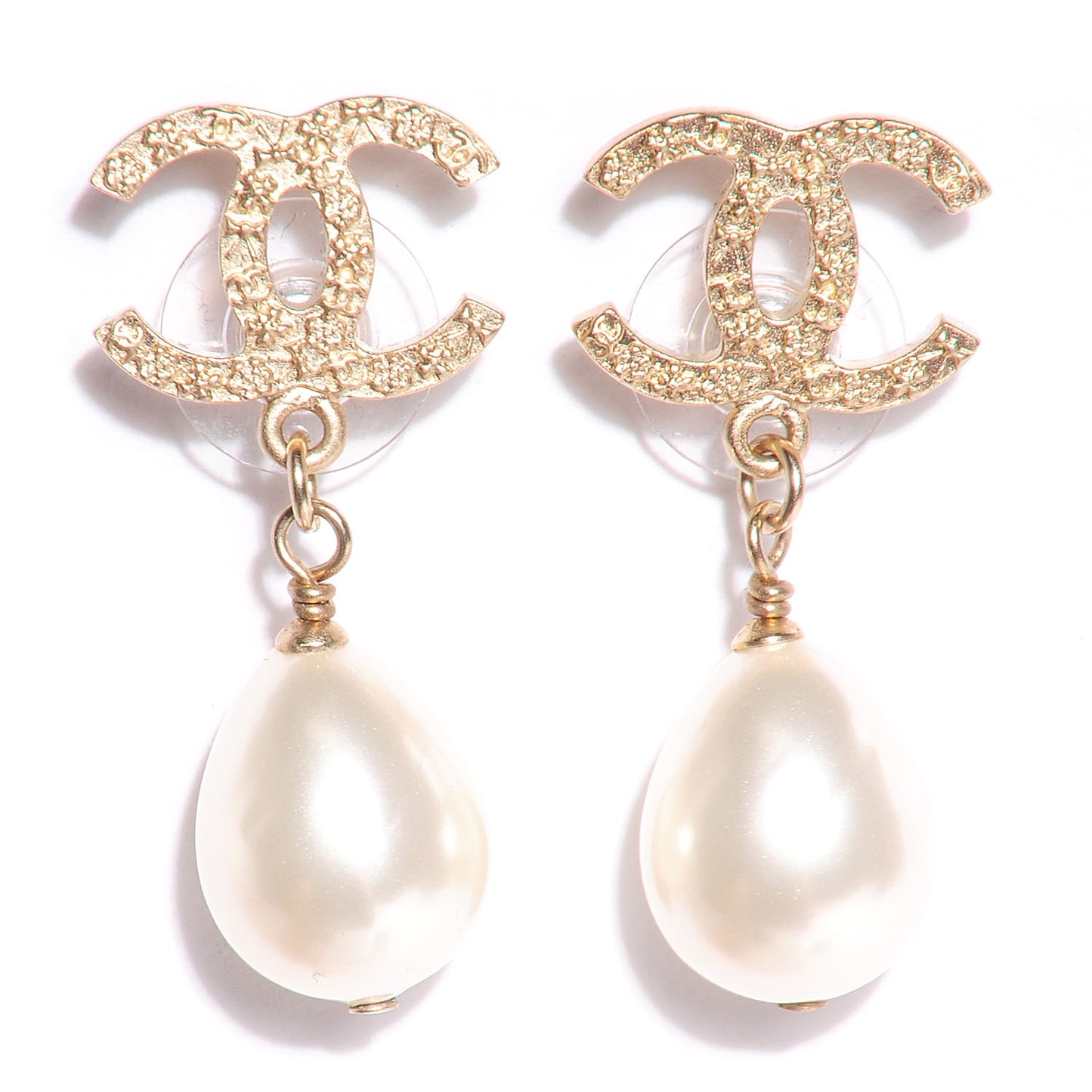Pearl CC Dangle Earrings Gold