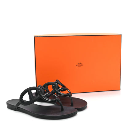 Hermes Rubber Womens Egerie Sandals 35 Black 10 of 10