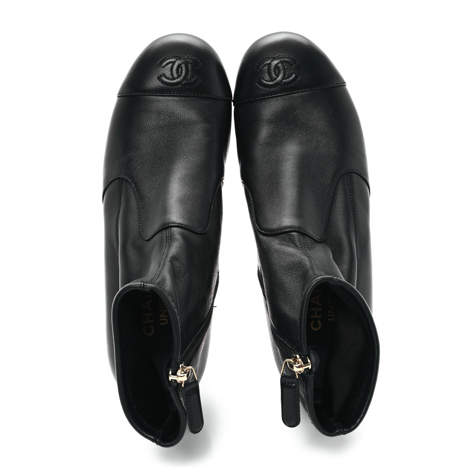 Chanel Stretch Lambskin Cap Toe CC Short Boots 37 Black 2 of 10