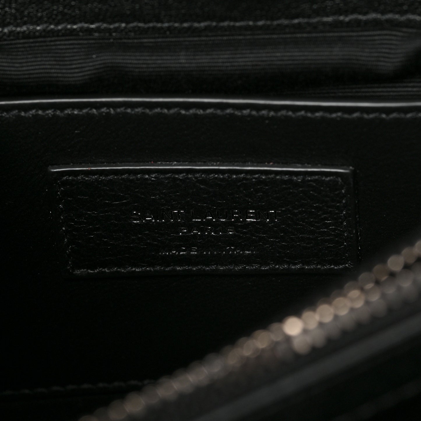 Sheepskin Matelasse Chevron Monogram Medium College Bag Black