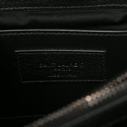 Saint Laurent Sheepskin Matelasse Chevron Monogram Medium College Bag Black 6 of 9