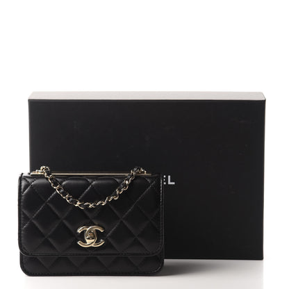 Chanel Lambskin Quilted Mini Trendy CC Wallet On Chain WOC Black 11 of 11