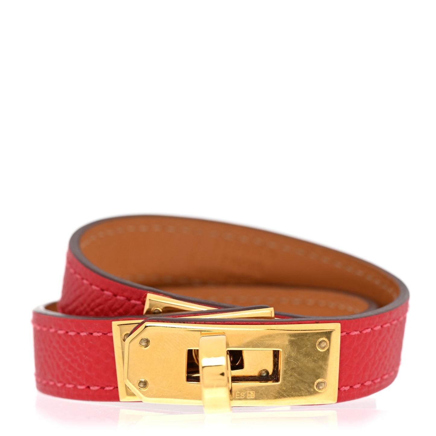 Epsom Kelly Double Tour Bracelet XS Rouge Casaque