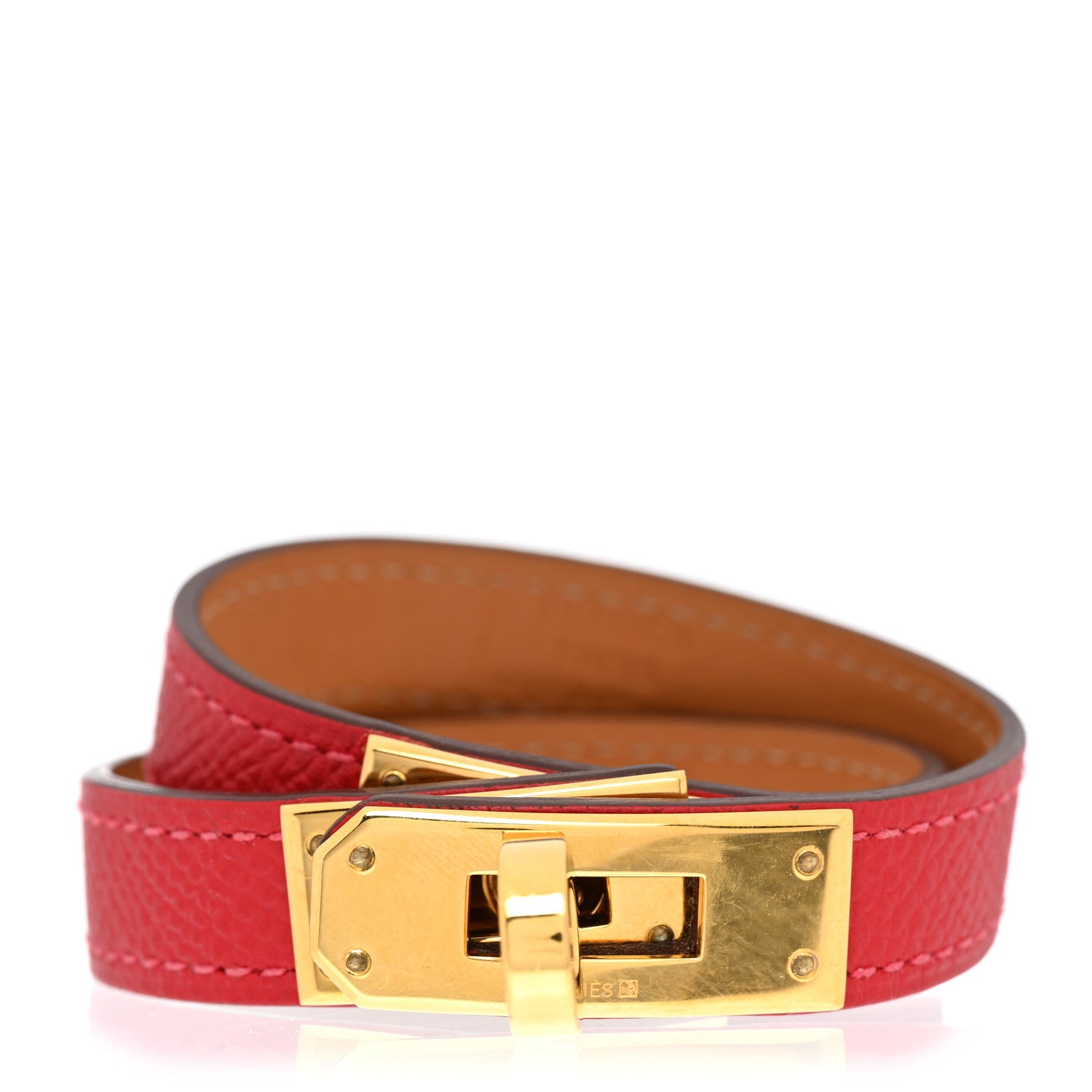 Hermes Epsom Kelly Double Tour Bracelet XS Rouge Casaque 1 of 6