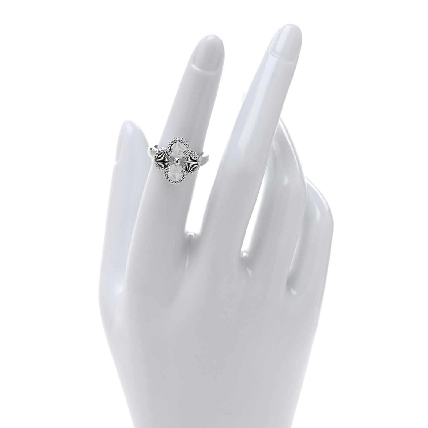 18K White Gold Guilloche Vintage Alhambra Ring 50 5.25