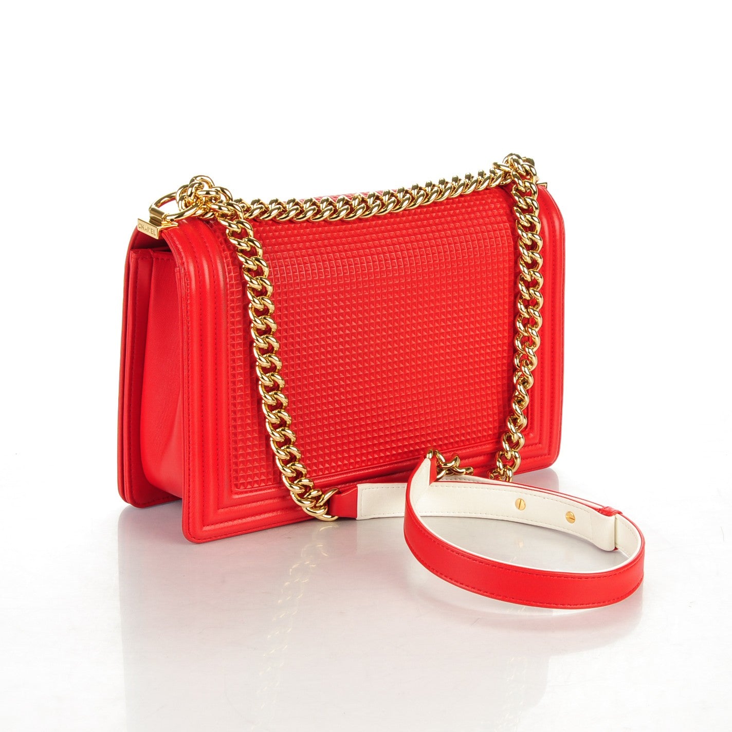 Lambskin Square Quilted Large Boy Cube Flap Red