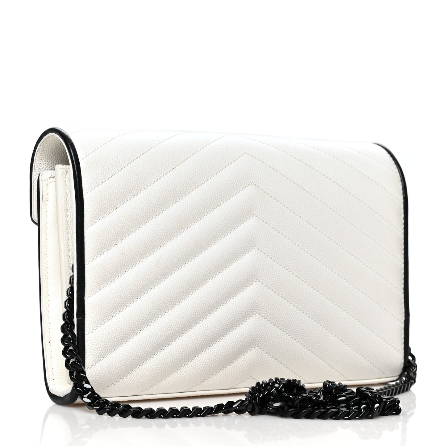 Grain De Poudre Matelasse Monogram Chain Wallet White Black