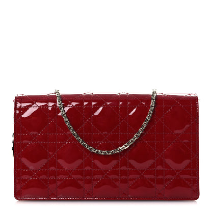 Christian Dior Patent Cannage Lady Dior Clutch Red 1 of 15