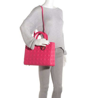 Christian Dior Lambskin Cannage Large Lady Dior Fuchsia 2 of 10