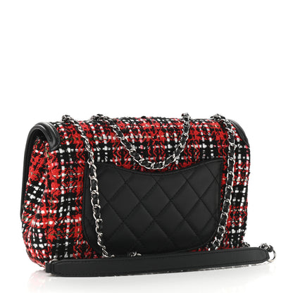 Chanel Tweed Lambskin Quilted Small CC Filigree Flap Red Black 3 of 9