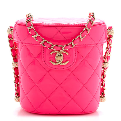Chanel Patent Quilted CC Vani-Tea Case With Chain Neon Pink 1 of 11