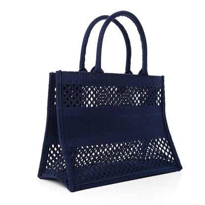 Christian Dior Mesh Embroidered Medium Book Tote Navy Blue 2 of 4