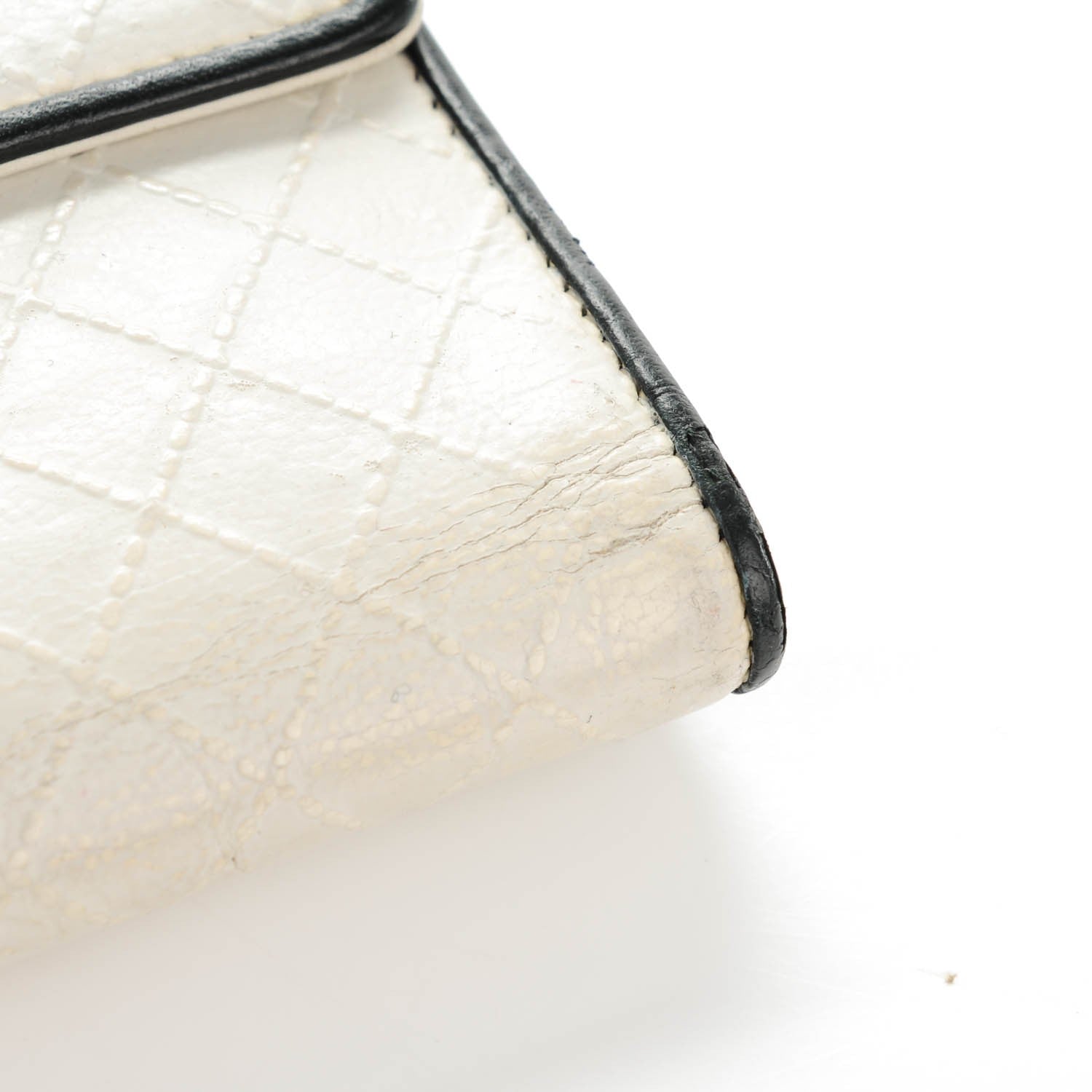 Chanel Calfskin Diamond Stitched Long Flap Wallet White 9 of 9