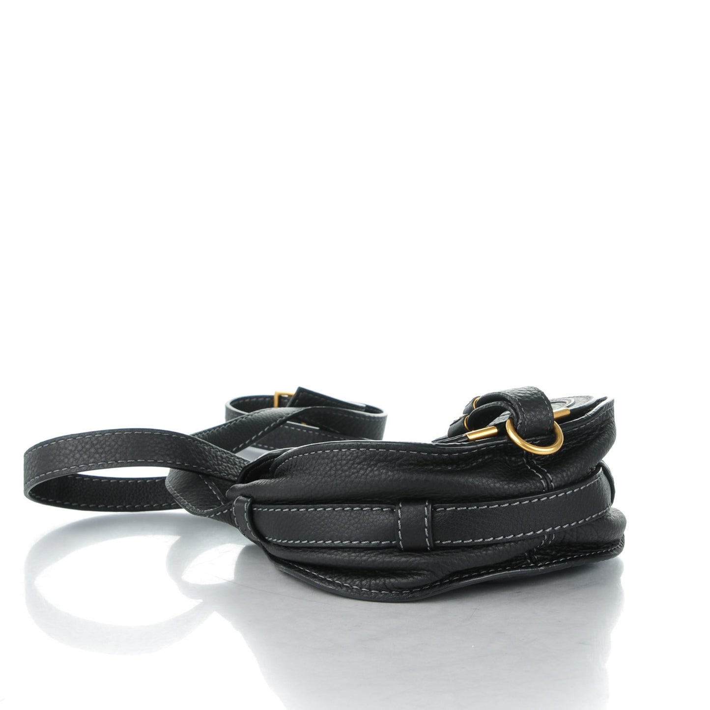 Calfskin Mini Marcie Round Crossbody Bag Black