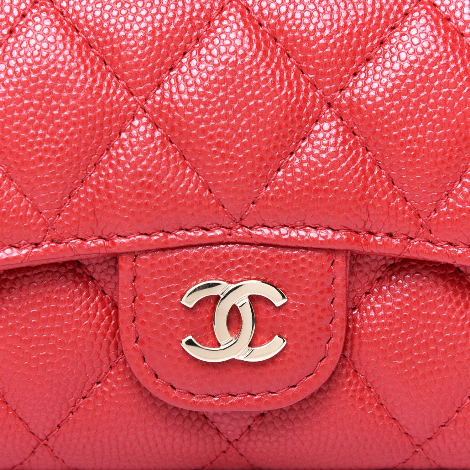 Chanel Caviar Quilted Flap Card Holder Wallet Red 10 of 11