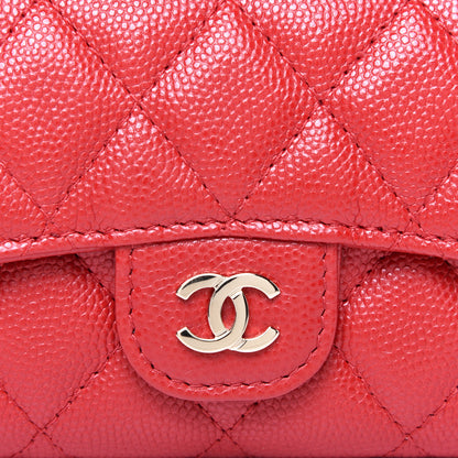 Chanel Caviar Quilted Flap Card Holder Wallet Red 10 of 11