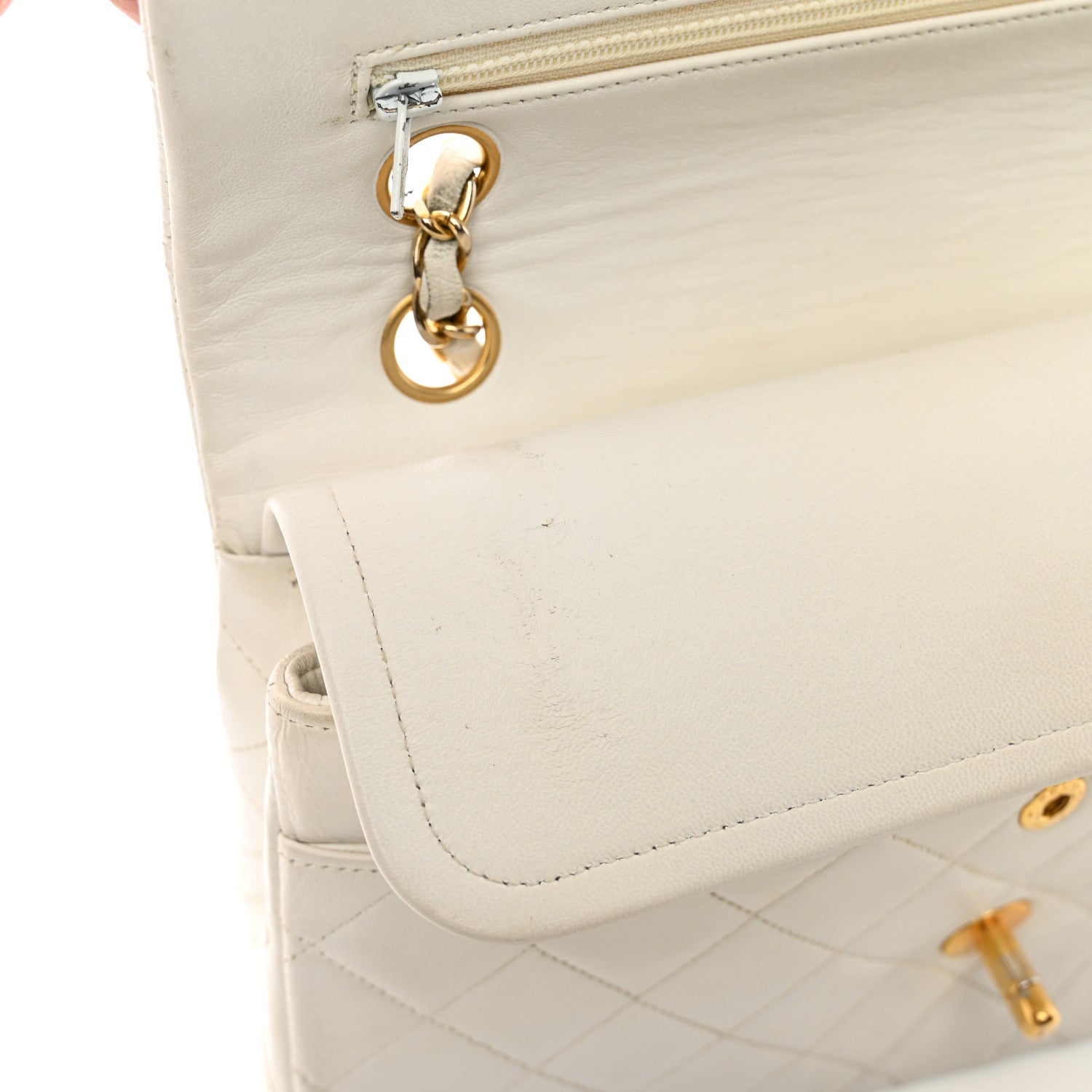 Chanel Lambskin Quilted Medium Double Flap White 12 of 15