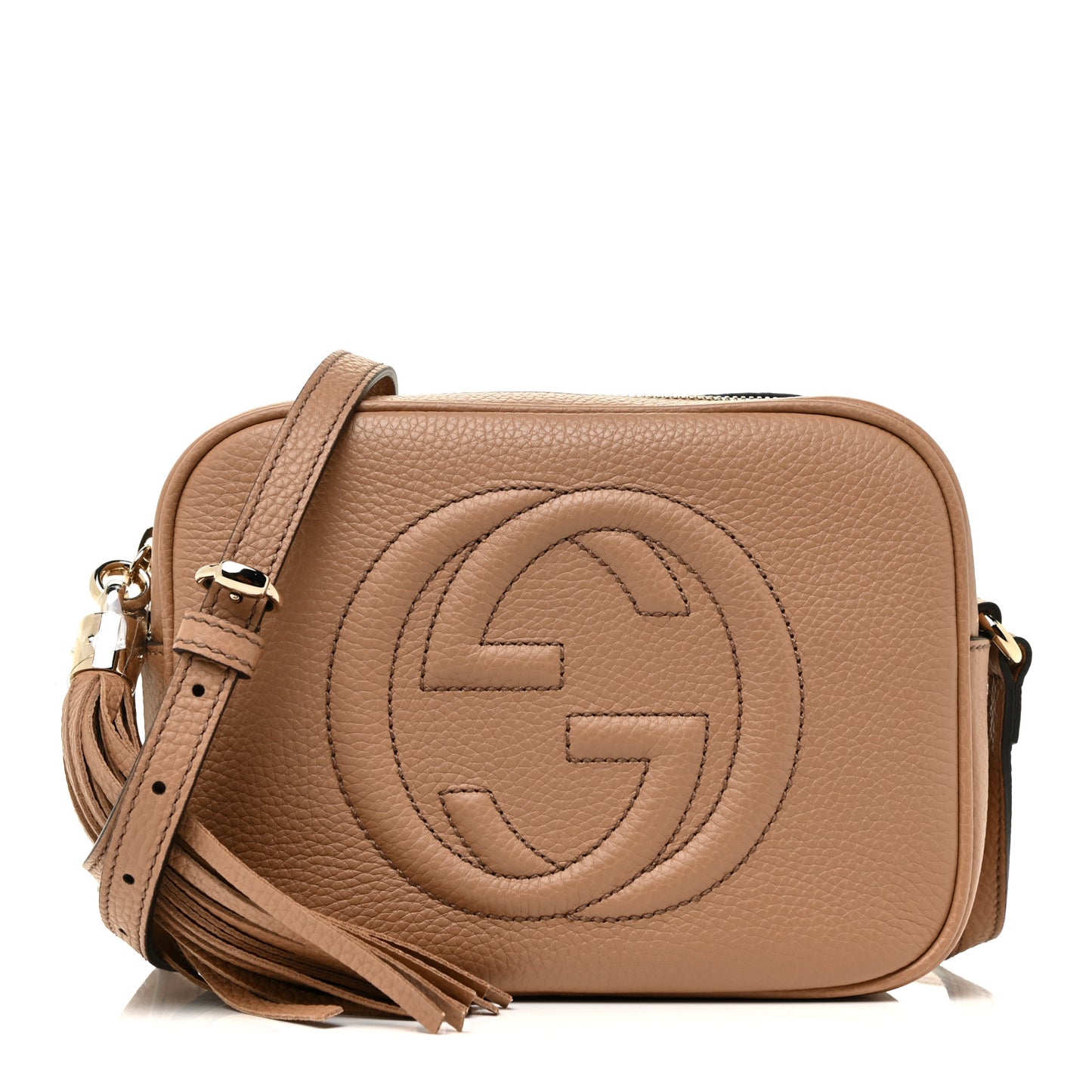 Pebbled Calfskin Small Soho Disco Bag Camelia