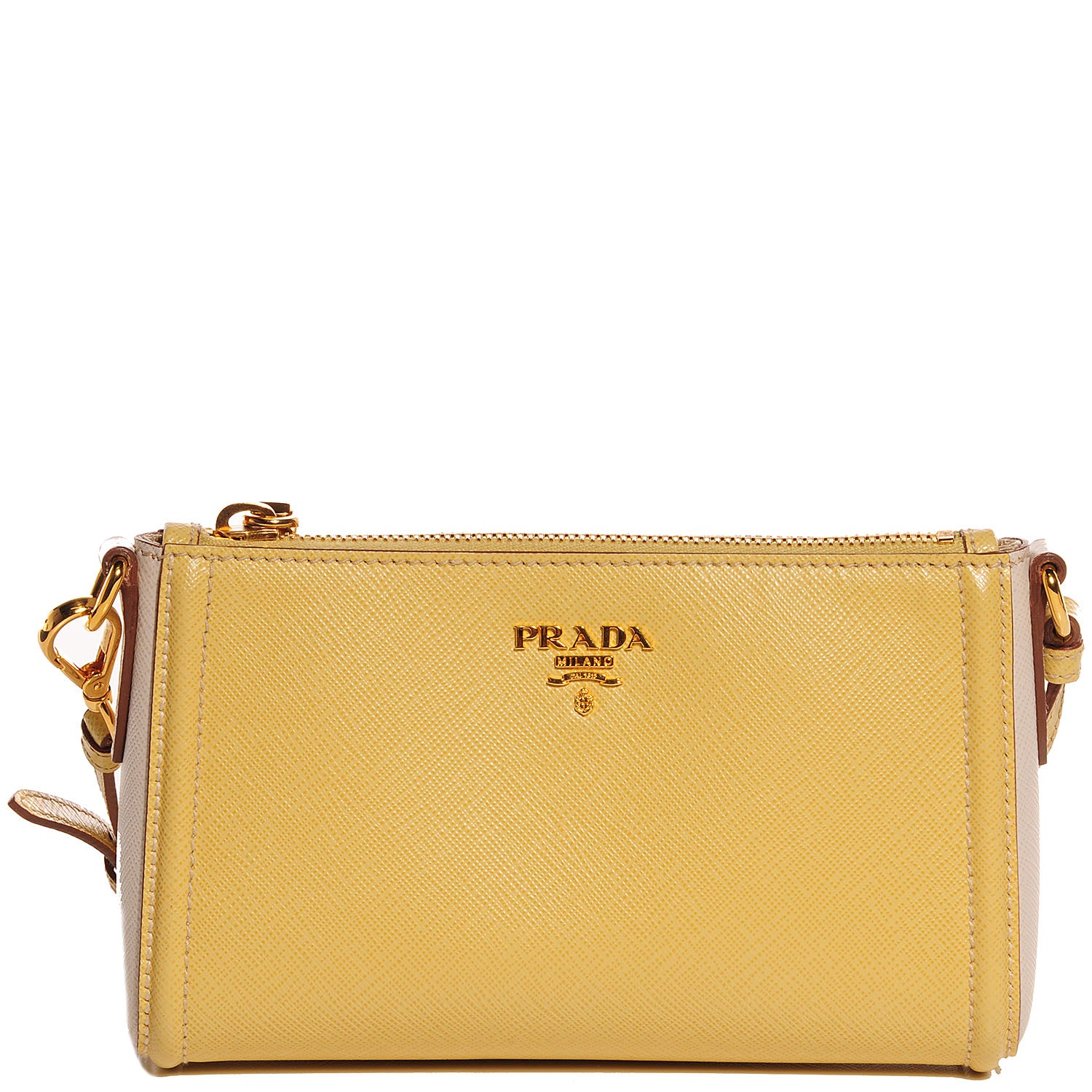 Prada Saffiano Colour Bi-Color Pochette Ananas Talco 90444