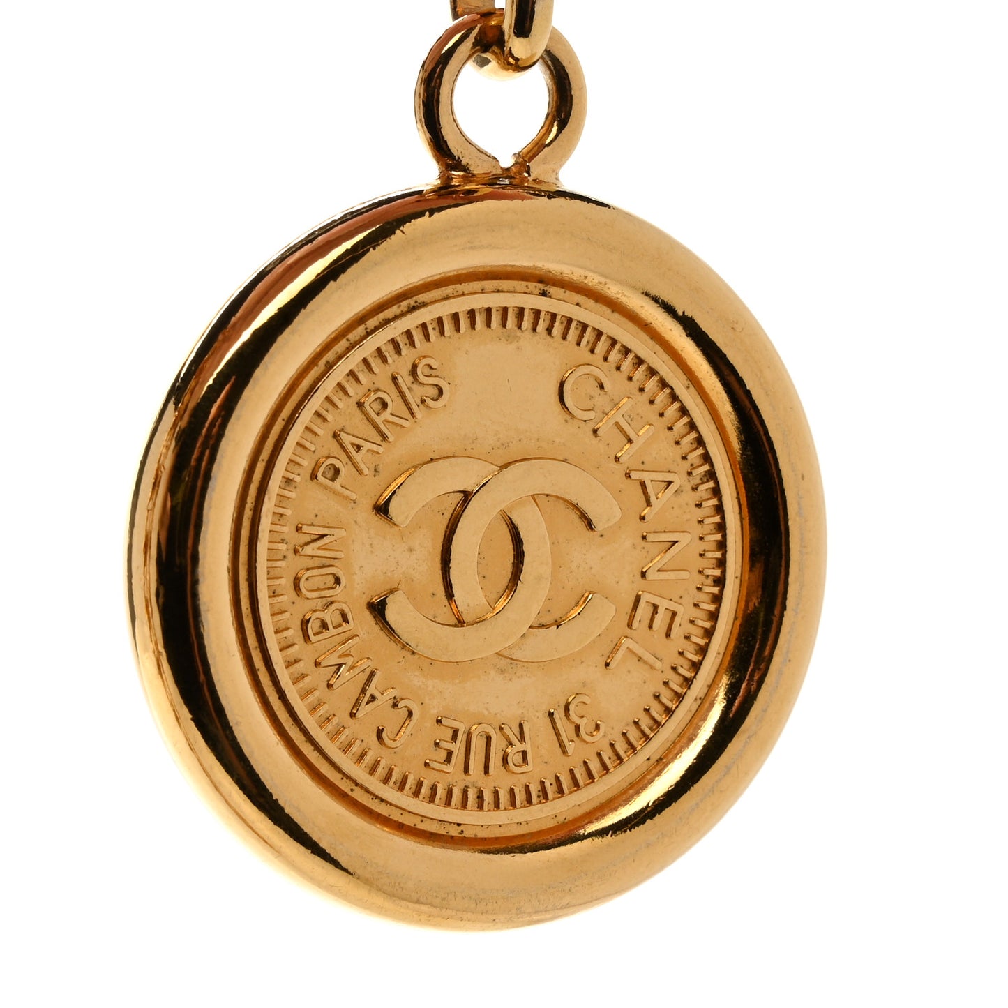 Metal Chain CC Medallion Belt Gold