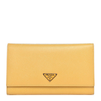 Prada Saffiano Triangle Continental Flap Wallet Ginestra 1 of 9