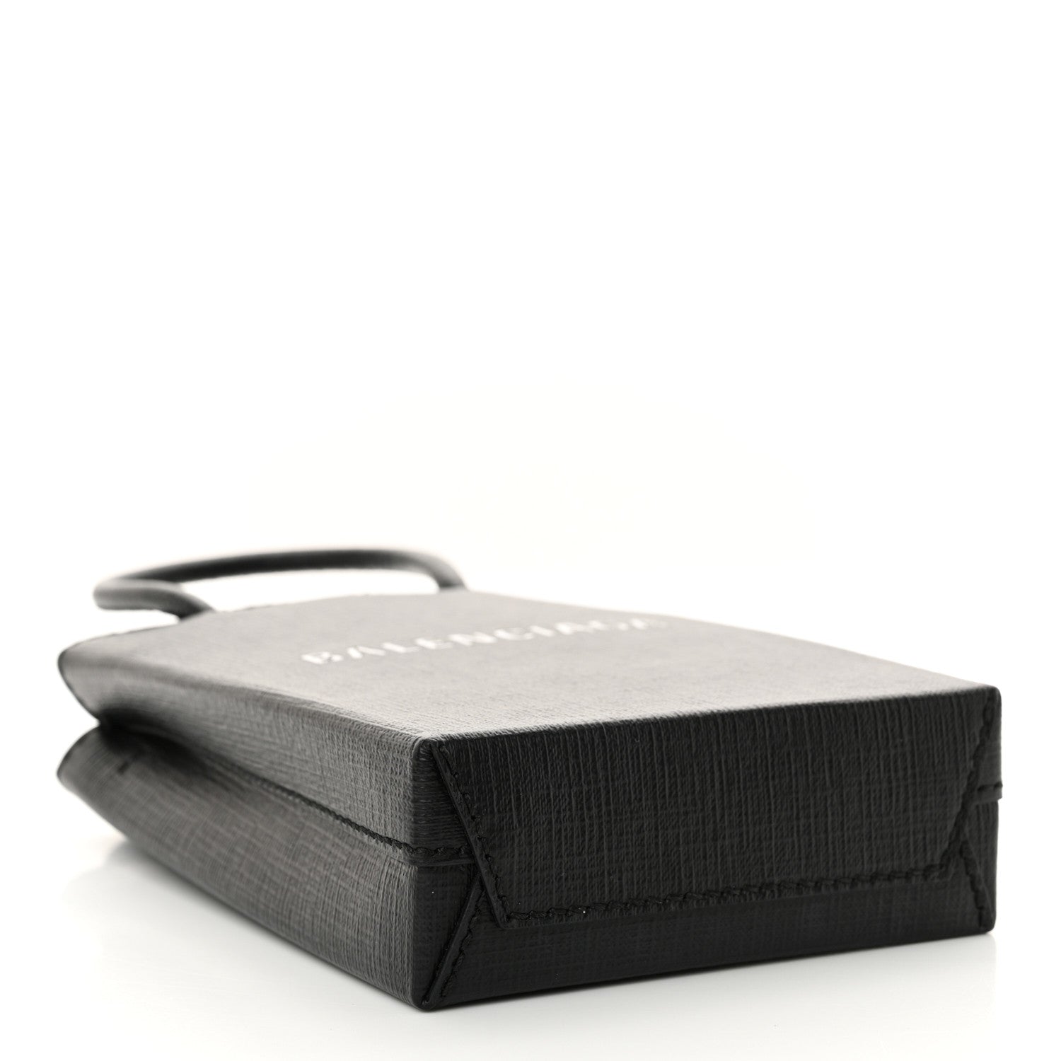 Balenciaga Squared Calfskin Logo Shopping Phone Holder Bag Black 4 of 11