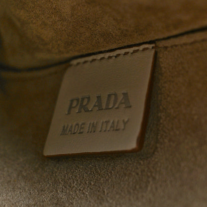 Prada City Calf Grommet Large Double Zip Tote Talco 6 of 8