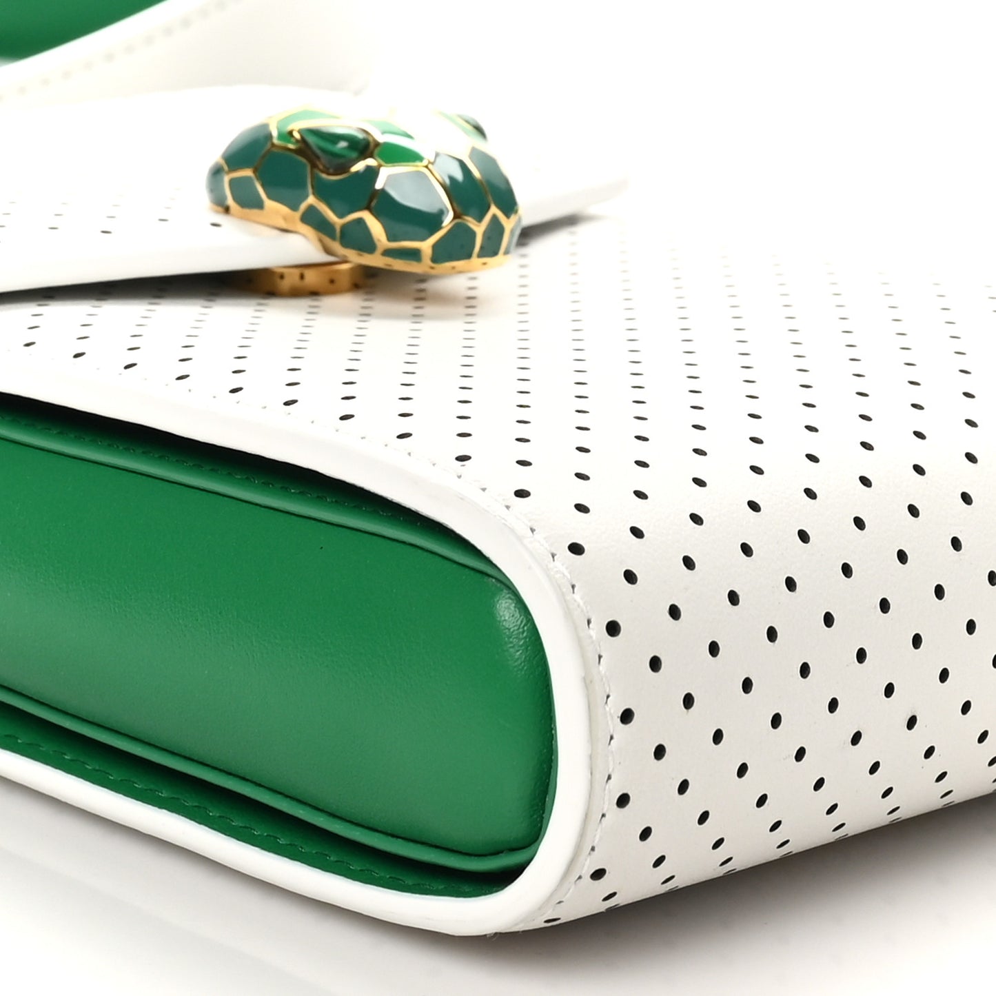 X CASABLANCA Calfskin Serpenti Forever Apres Vertical Pochette Tennis Green White