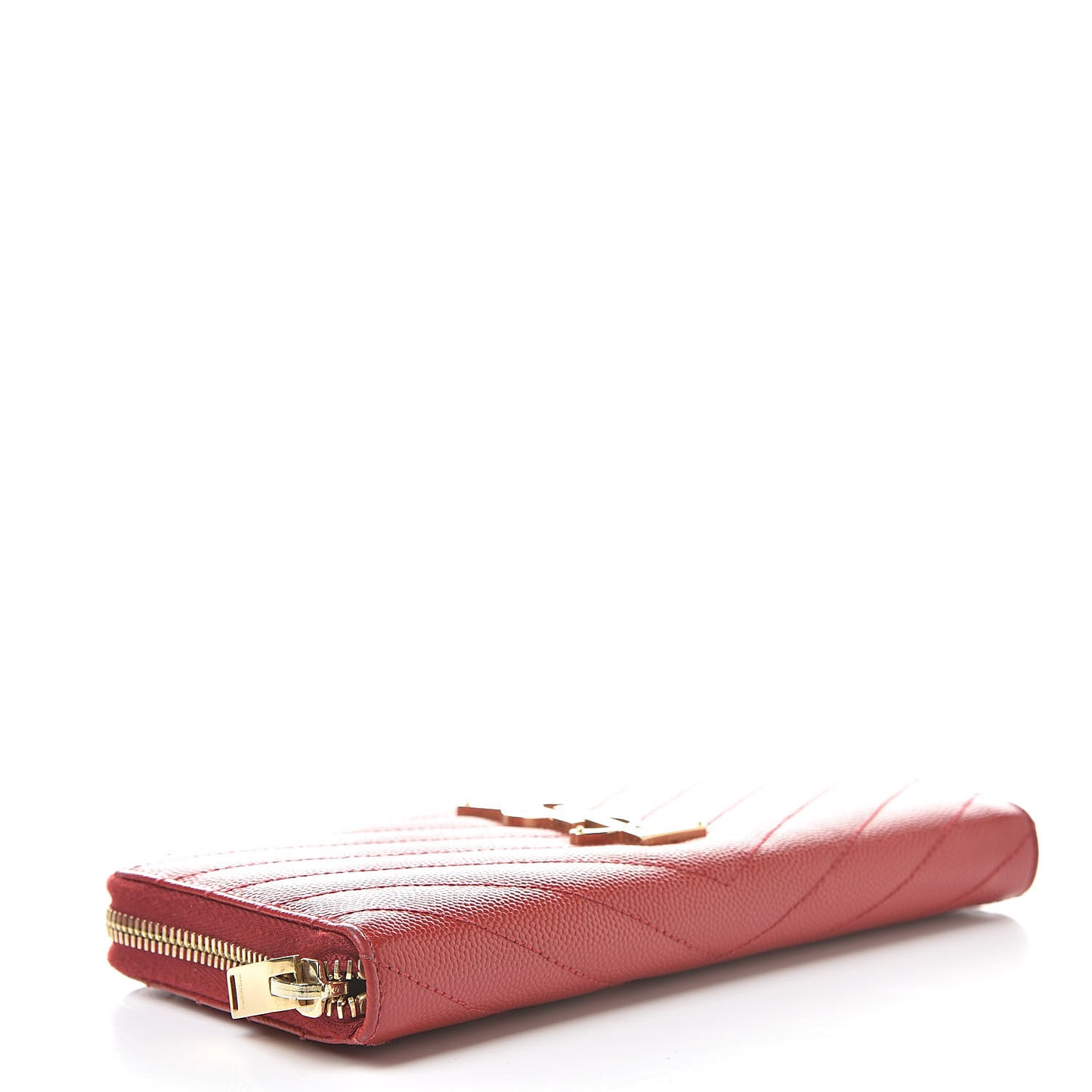Grain De Poudre Matelasse Chevron Monogram Zip Around Wallet Lipstick Red