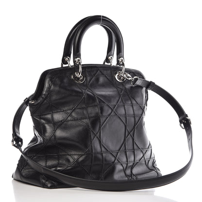 Christian Dior Lambskin Cannage Medium Granville Tote Black 3 of 8