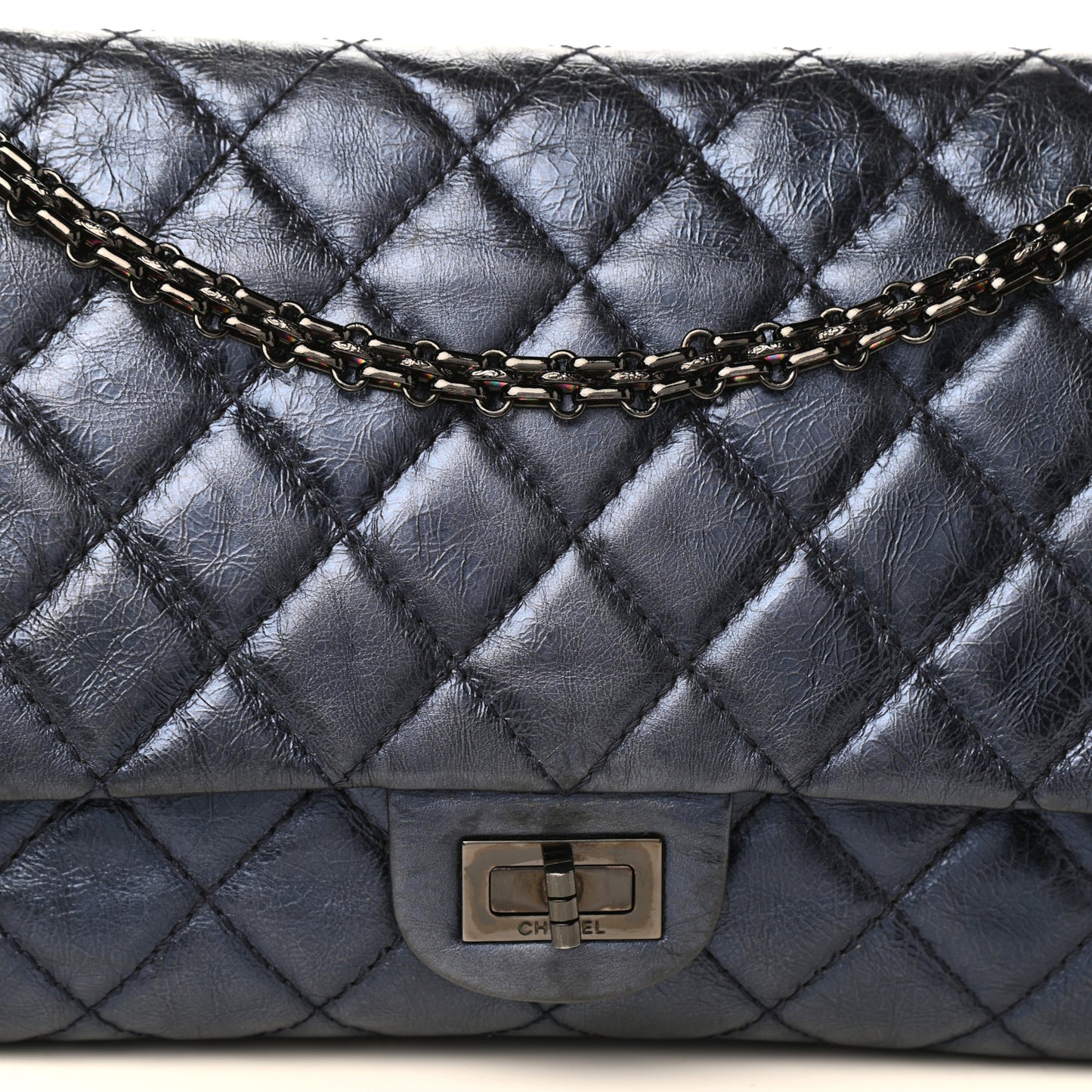 Metallic Calfskin Quilted 2.55 Reissue 226 Flap Blue