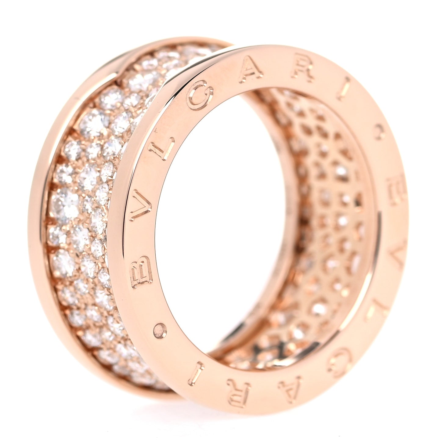 18K Rose Gold Diamond B.Zero1 Pave Ring 54 6.75