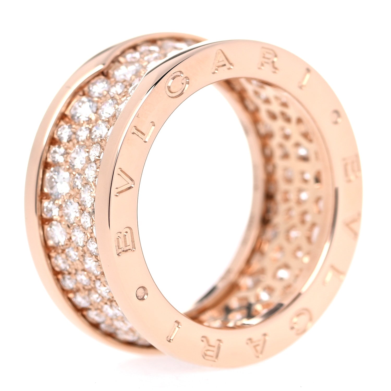 Bulgari 18K Rose Gold Diamond B.Zero1 Pave Ring 54 6.75 4 of 7