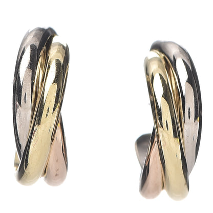 Cartier 18K Pink Yellow White Gold Small Trinity Hoop Earrings 1 of 4