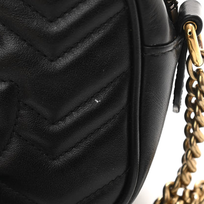 Gucci Calfskin Matelasse Mini GG Marmont Chain Shoulder Bag Black 12 of 15