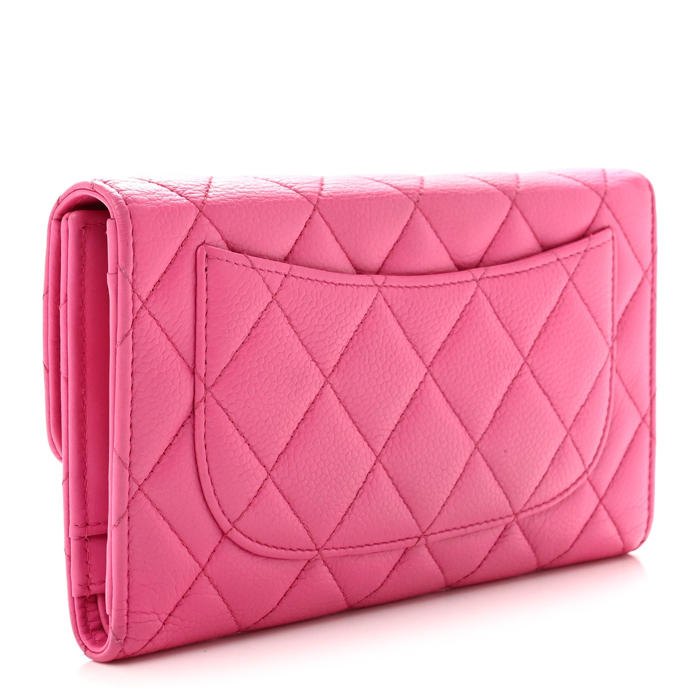 Caviar Quilted Large Flap Wallet Pink