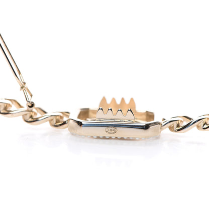 Chanel Crystal Chain CC Vendome Hair Clip Barrette Gold 3 of 4