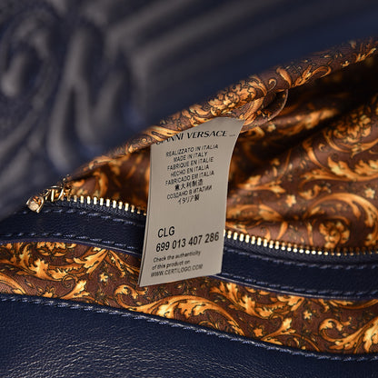 Versace Barocco Quilted Nappa Altea Vanitas Satchel Blue 7 of 13