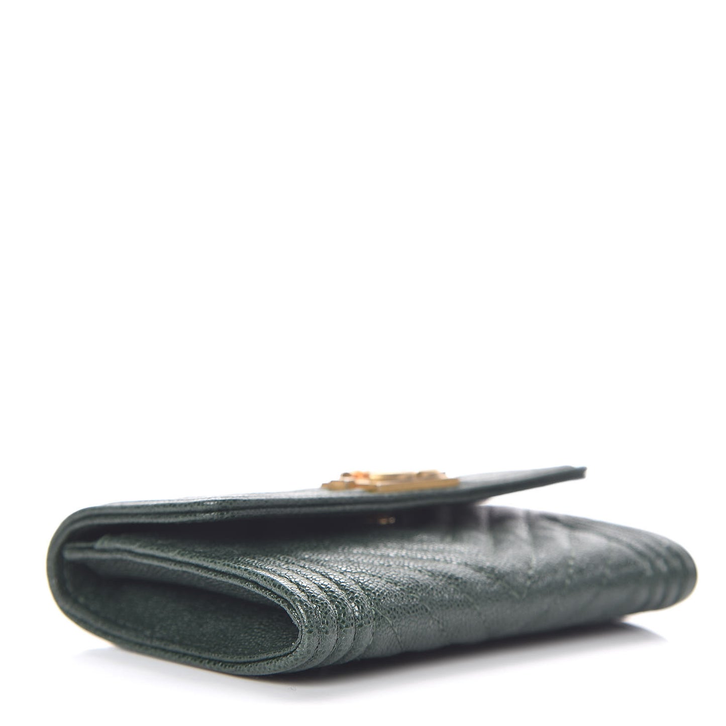 Caviar Chevron Quilted Boy Flap Card Holder Green