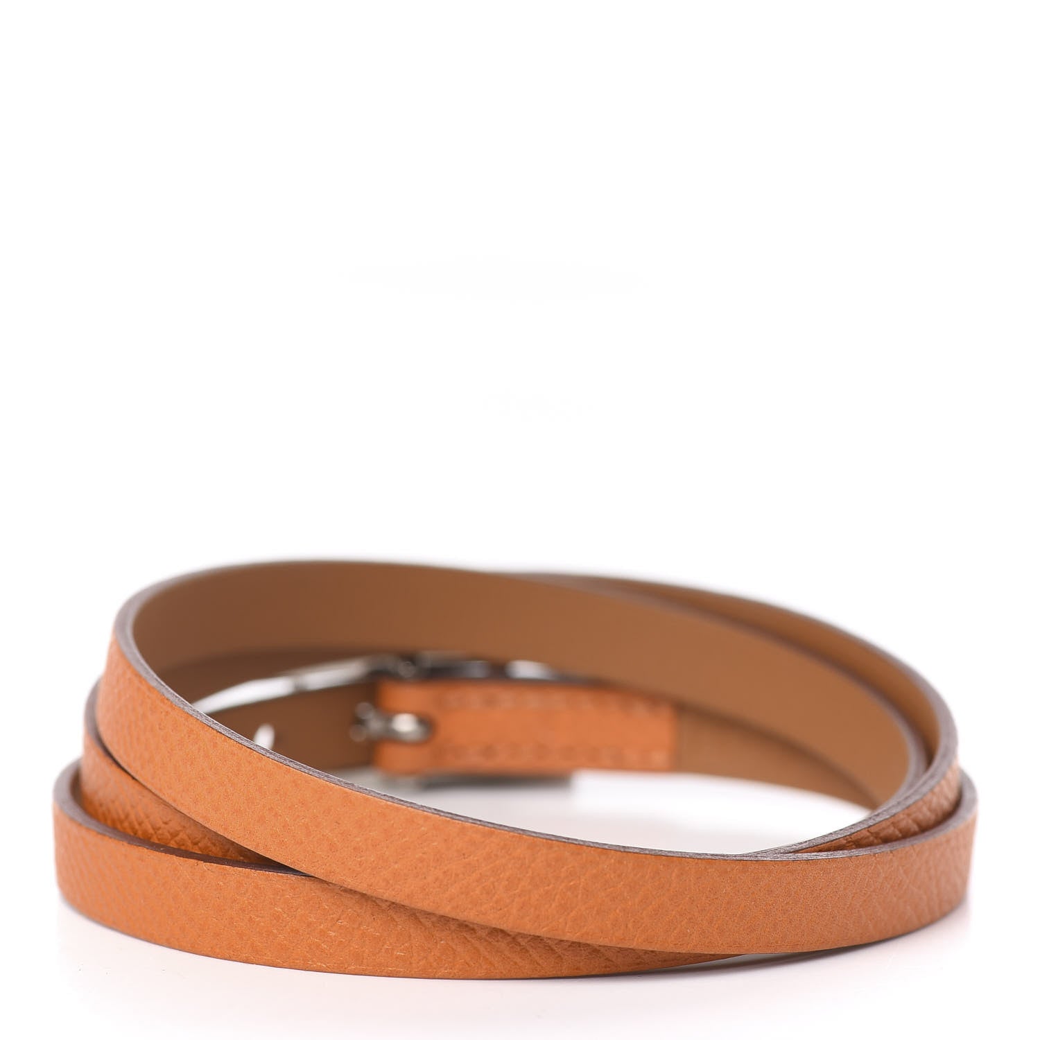 Hermes Epsom Hapi 3 MM Triple Tour Wrap Bracelet S Orange 3 of 6