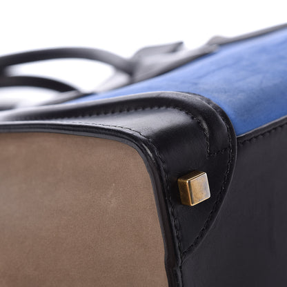 Celine Calfskin Nubuck Suede Micro Tri-Color Luggage Blue 14 of 17