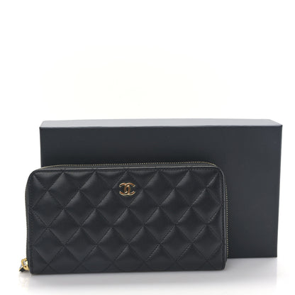 Chanel Lambskin Quilted Large Gusset Zip Around Wallet Black 11 of 11