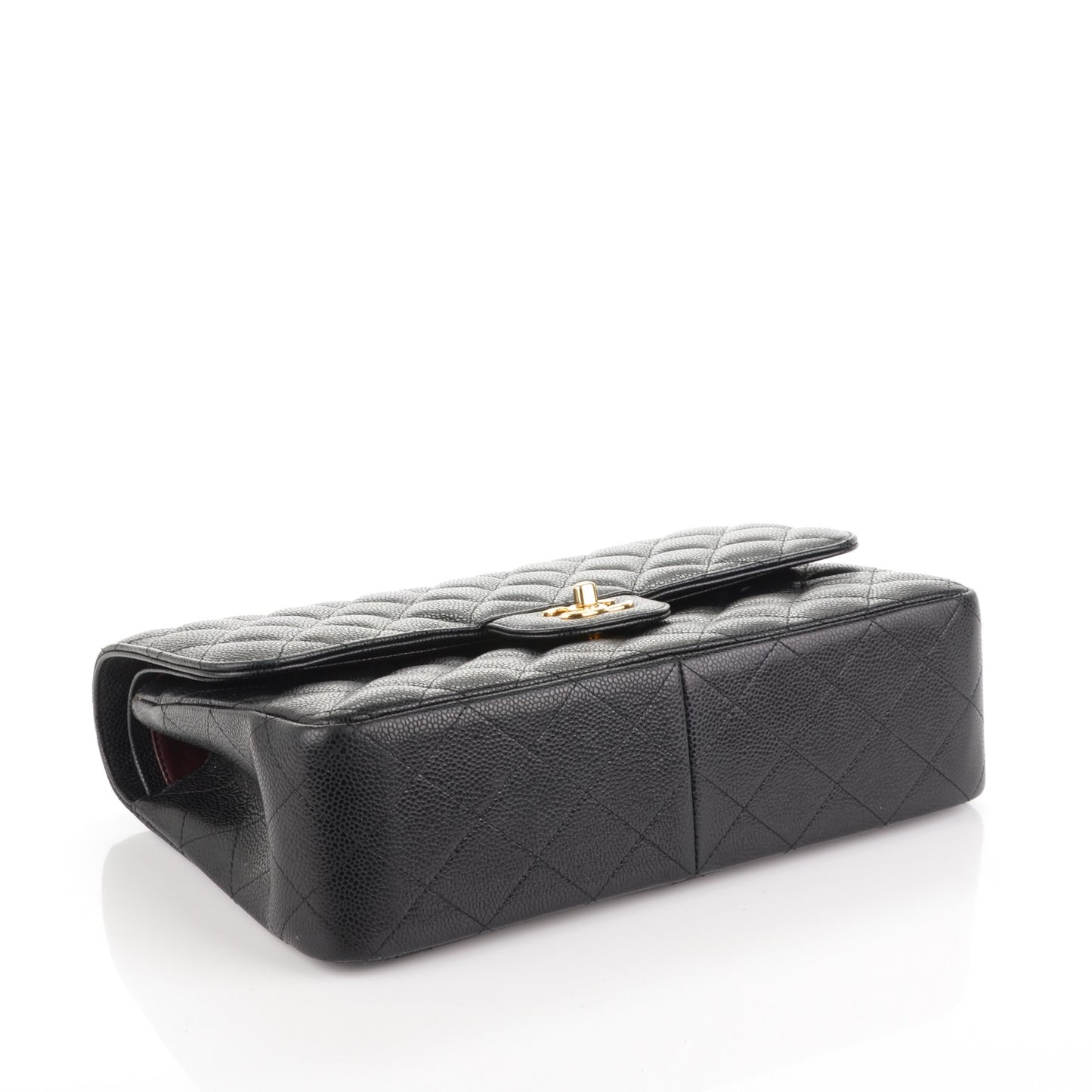 Caviar Quilted Jumbo Double Flap Black