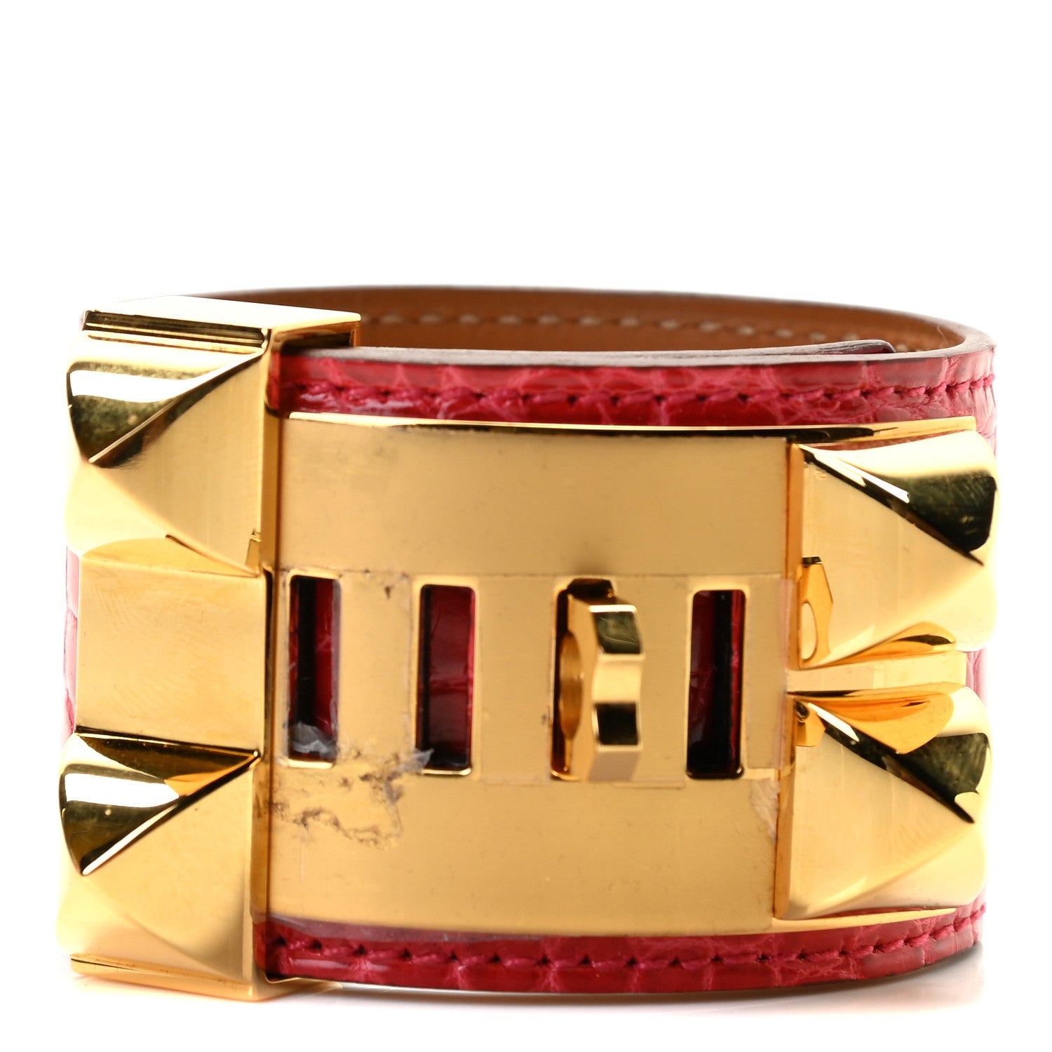 Hermes Shiny Alligator Collier De Chien CDC Bracelet S Bougainvillea 4 of 6
