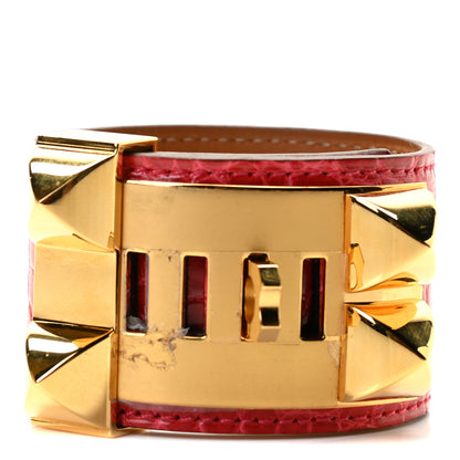 Hermes Shiny Alligator Collier De Chien CDC Bracelet S Bougainvillea 4 of 6